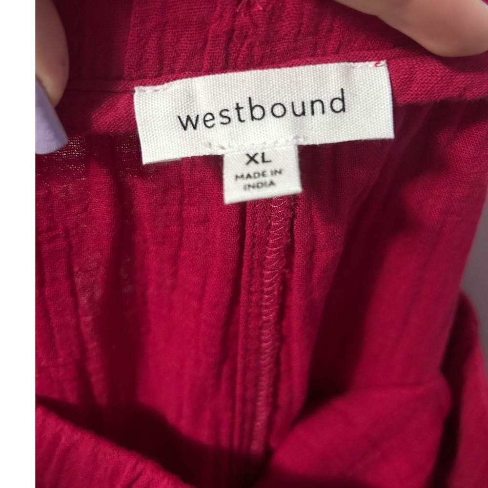 Westbound Women XL Persian Red Cotton Gauze Wide Leg Drawstring Pants New $59 - Picture 3 of 6